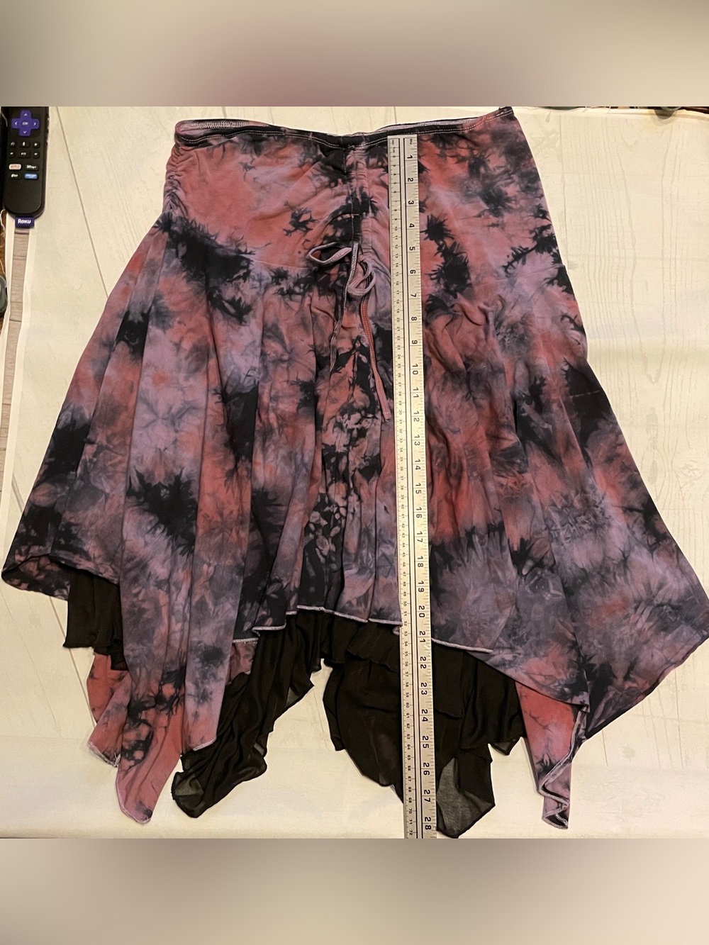 Dolls Kill Current Mood Tie-Dye Handkerchief Hem Skirt - Pink & Black - Picture 6 of 8